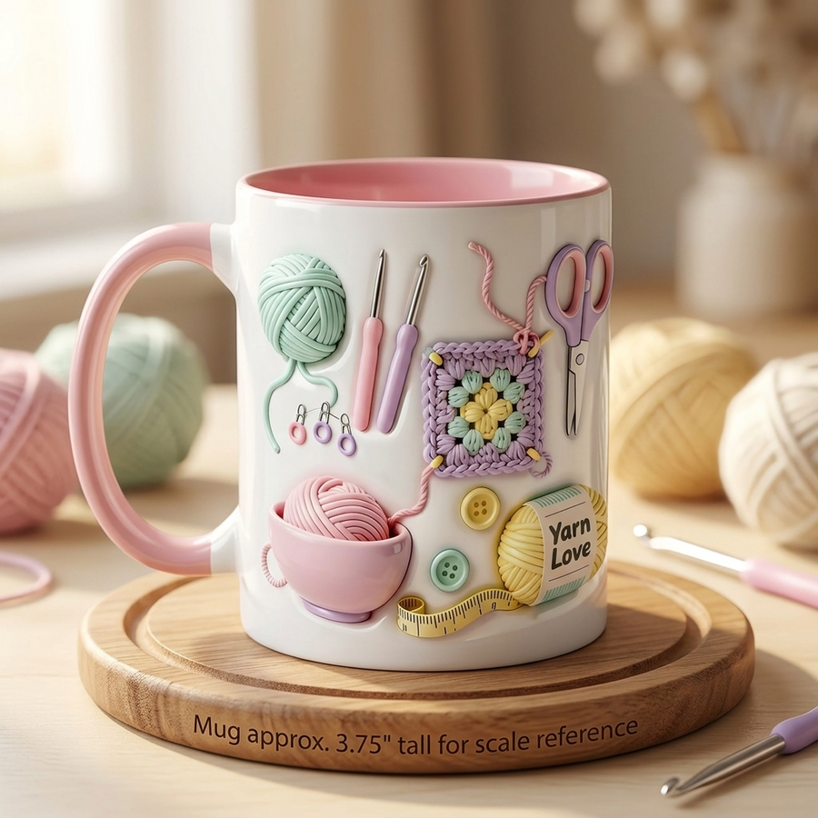Yarnlove – 3D crafting mug for knitters and crocheters