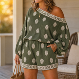 Solenne – Women's Bohemian Off-Shoulder Matching Set