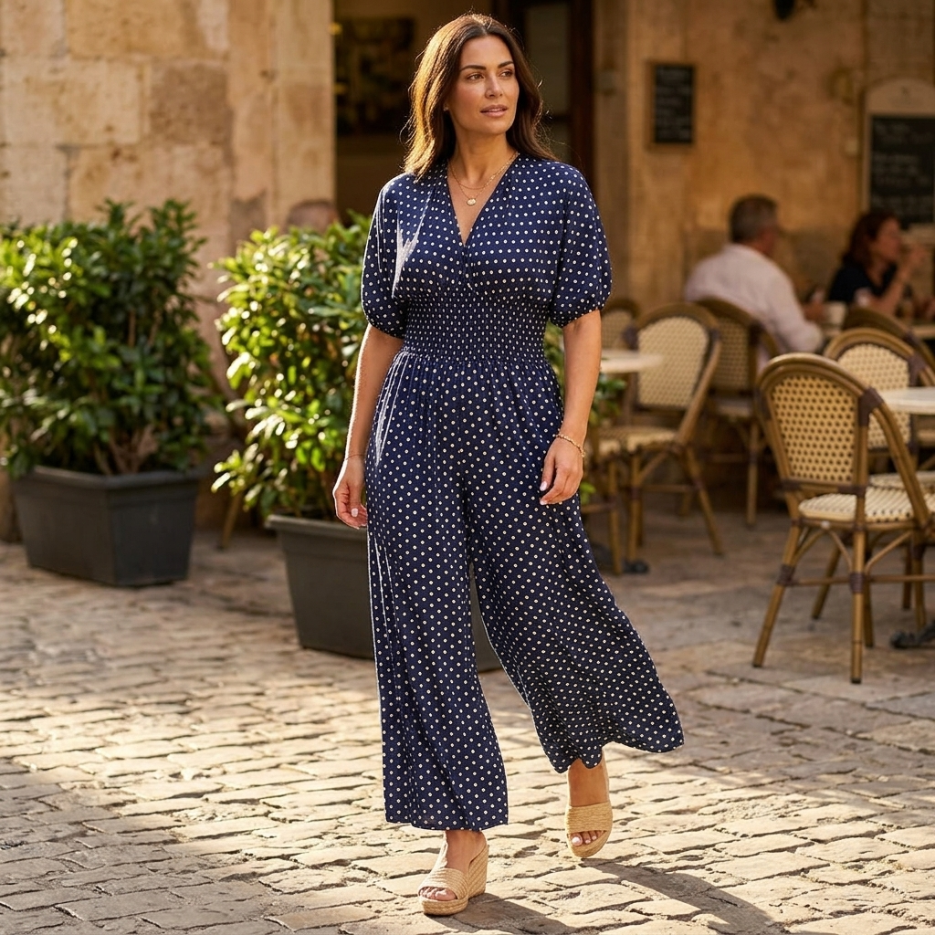 Lunessa – Women's Polka Dot Wide-Leg Jumpsuit