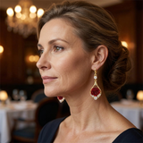 Rosavelle – Red Rose Crystal Drop Earrings