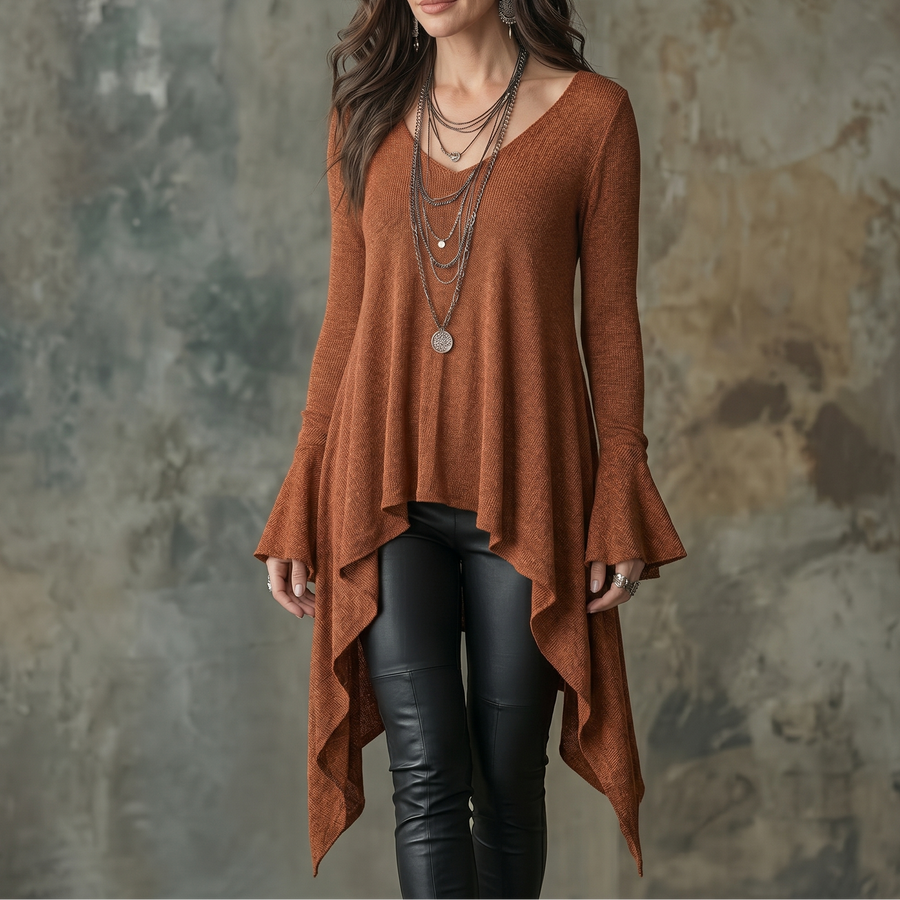 Lirelle – Women's Flowy Handkerchief-Hem Knit Tunic