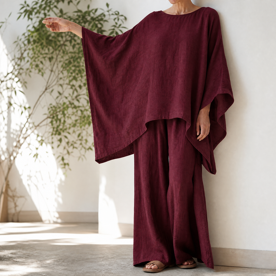 Lunavia – Women's Flowy Batwing Top and Wide-Leg Pants Set