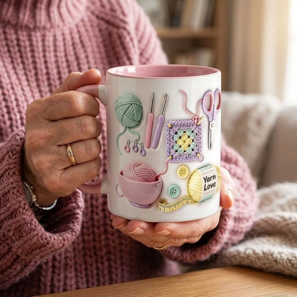 Yarnlove – 3D crafting mug for knitters and crocheters
