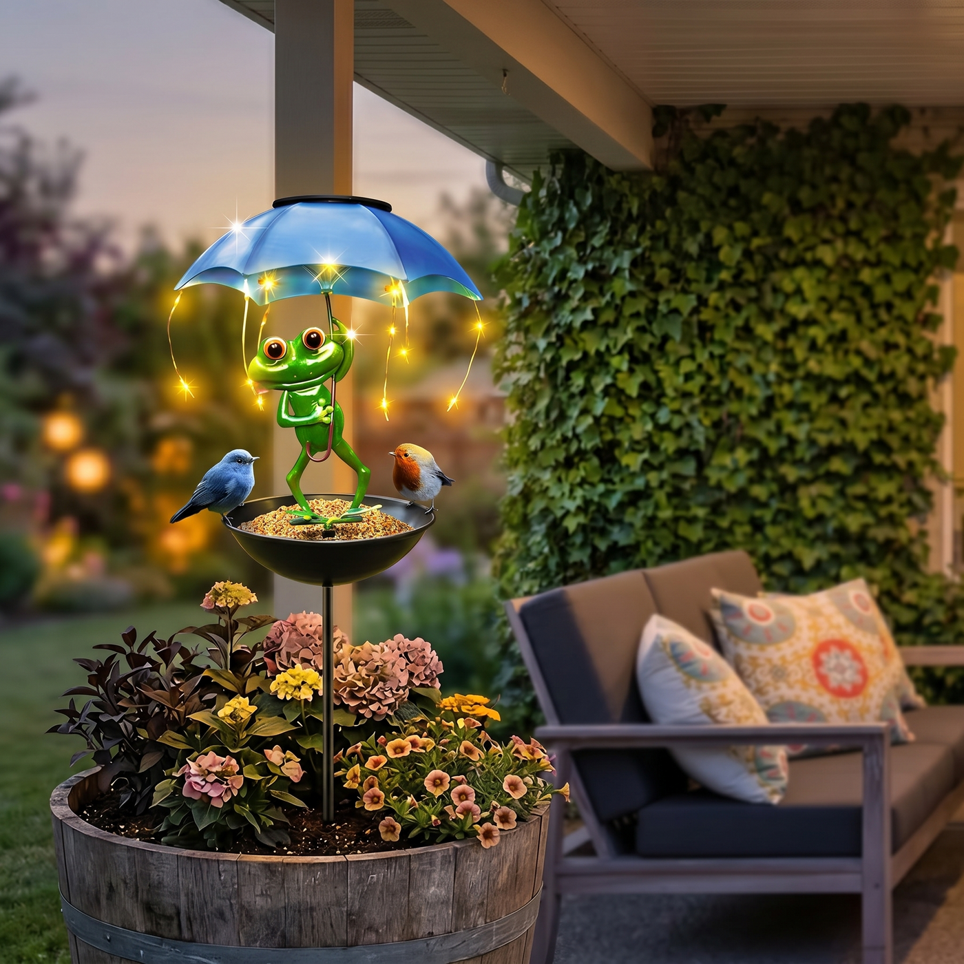 Magic Frog – Solar Garden Lamp with Bird Feeder