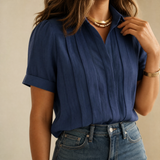 Lunavia – Women's Pleated Short-Sleeve Blouse