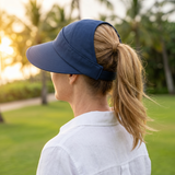 Solwen – Wide Brim Sun Visor with Ponytail Opening
