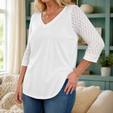 Lumeya – Crochet Lace Sleeve V-Neck Top