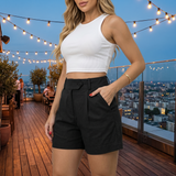 Lunavia - High-Waist Pleated Tailored Shorts