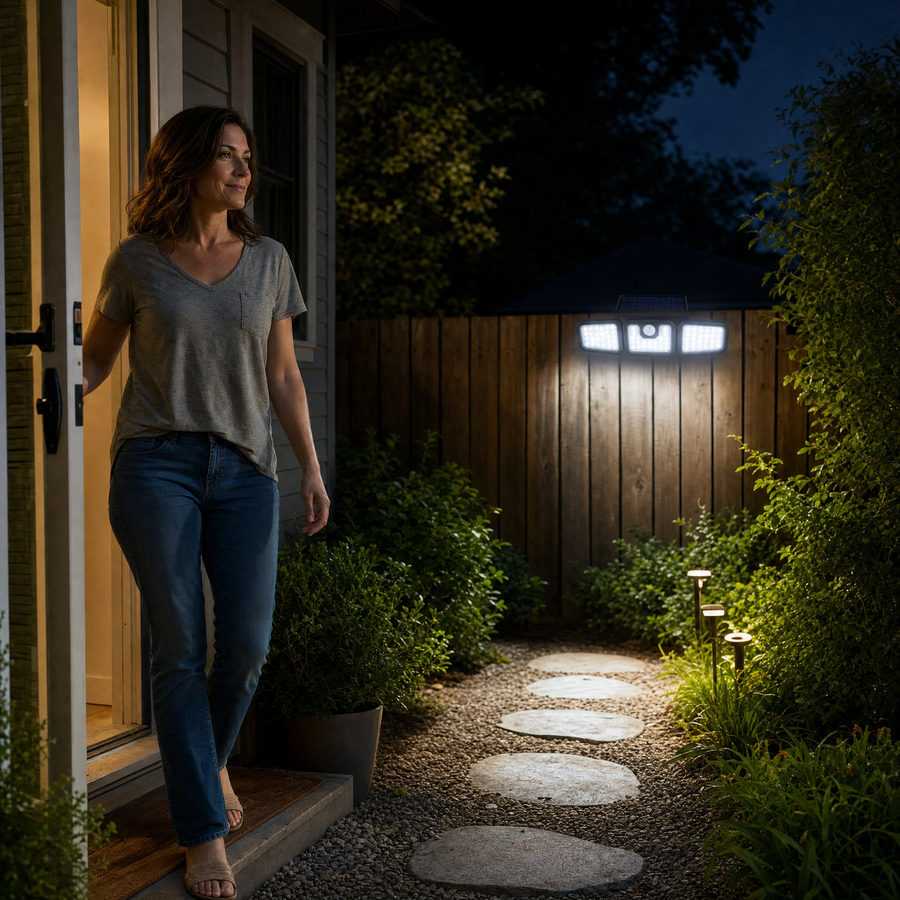Northwall – 3-Head Solar Wall Light with Motion Sensor