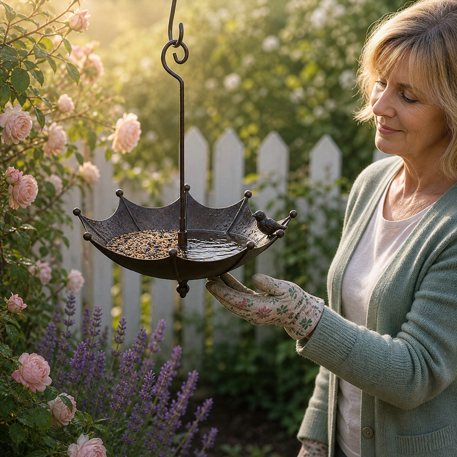Veluna – Hanging Umbrella Bird Feeder & Bath
