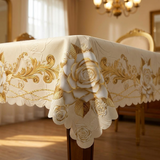 Rosalina – Embossed gold rose waterproof tablecloth