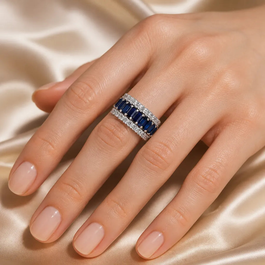 Solenne – Triple-Row Sapphire-look Eternity Band Ring for Women