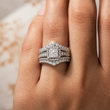 Lunavia – Princess Cut Cubic Zirconia Statement Ring with Triple Pavé Band