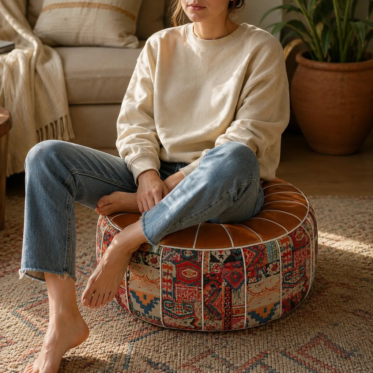 Marokka – Bohemian Storage Ottoman Pouf with Hidden Compartment