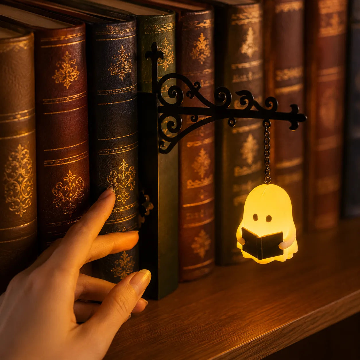 Nooklyn – Miniature Hanging Bookshelf Lantern with Warm LED Glow