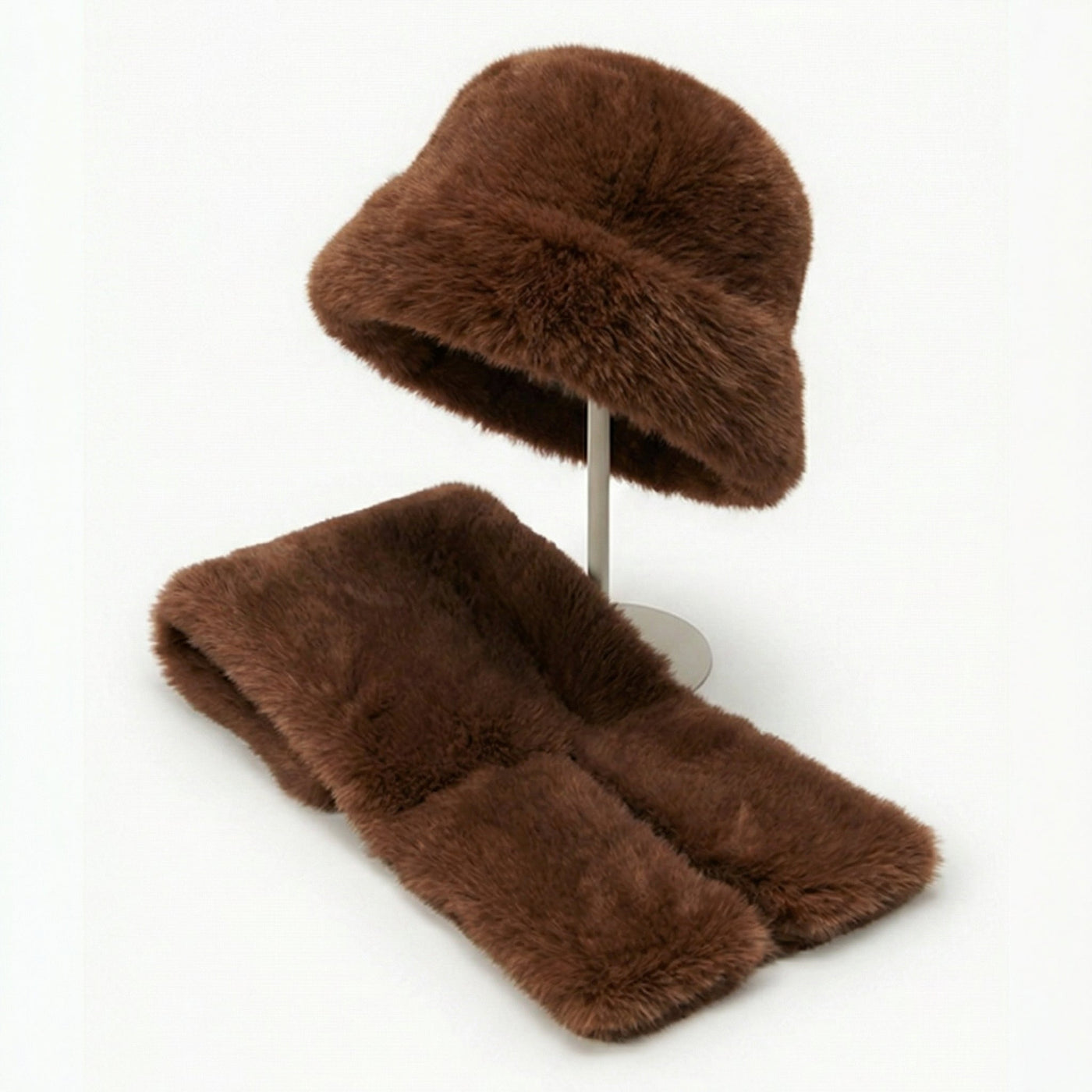 Velura – Women's Matching Faux Fur Hat and Scarf Set