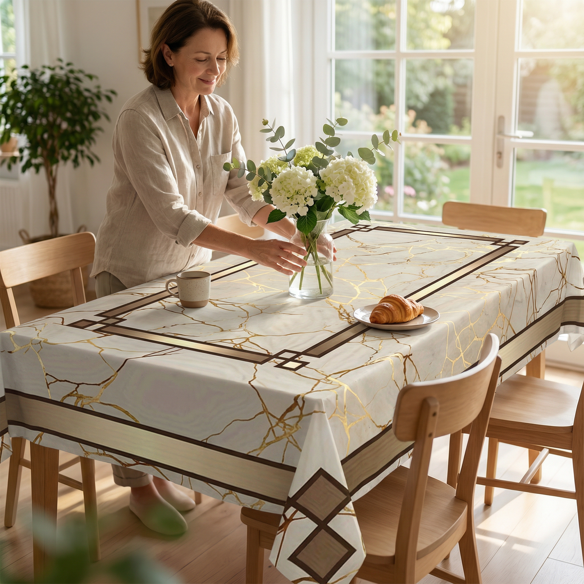 Marblara – Waterproof Gold Marble Tablecloth