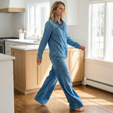 Veluna – Women's Soft Denim-Look Pajama Set