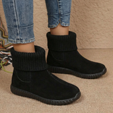 Cozella – Women's Knit Cuff Suede Ankle Booties