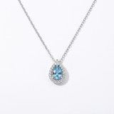 Lunaire - Aqua Blue Teardrop Pendant Necklace