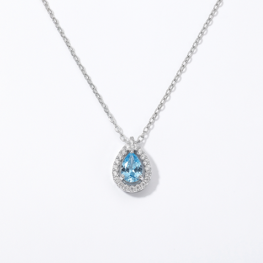 Lunaire - Aqua Blue Teardrop Pendant Necklace