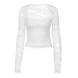 Lacelle – Women's Sheer Floral Lace Sleeve Top