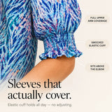 Elowen – Women's V-Neck Puff Sleeve Blouse with Smocked Cuffs, Flowy Floral Top