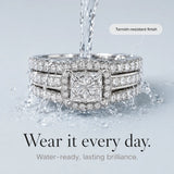 Lunavia – Princess Cut Cubic Zirconia Statement Ring with Triple Pavé Band