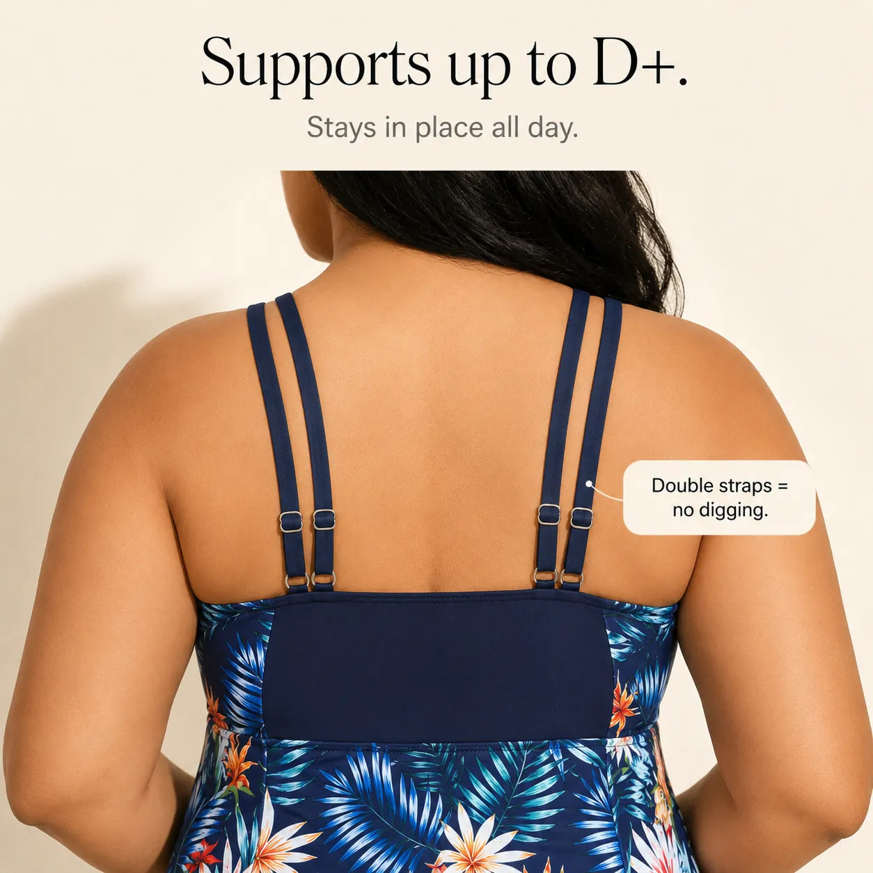 Solmara – Plus Size Printed Swimdress with Built-in Shorts, V-Neck Tie-Front
