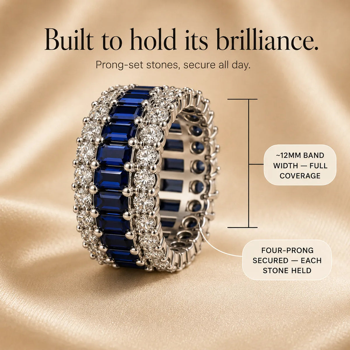 Solenne – Triple-Row Sapphire-look Eternity Band Ring for Women