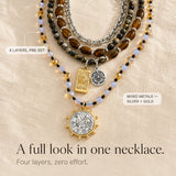 Solenya – Vintage Boho Layered Necklace with Tarot, Compass & Coin Pendants