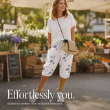 Solavia – Women's Cropped Drawstring Pants with Pockets, Printed Summer Style