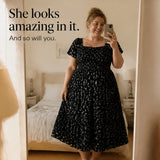 Florenza – Square Neck Floral Midi Dress with Smocked Bodice & Tiered Skirt