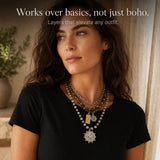 Solenya – Vintage Boho Layered Necklace with Tarot, Compass & Coin Pendants