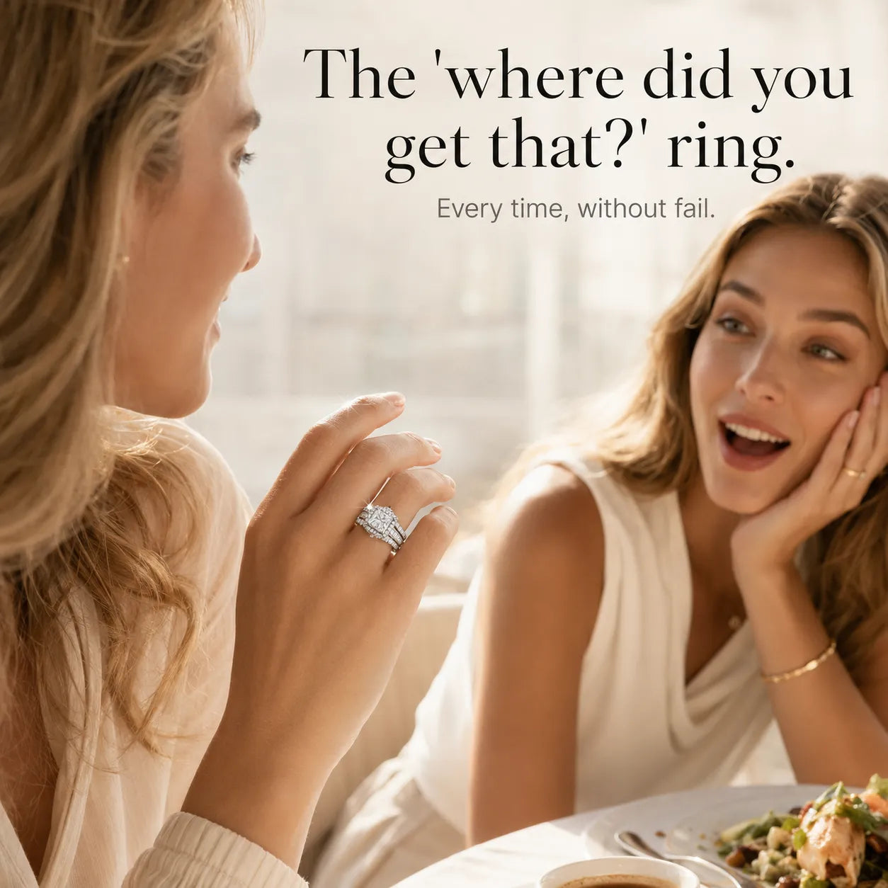 Lunavia – Princess Cut Cubic Zirconia Statement Ring with Triple Pavé Band
