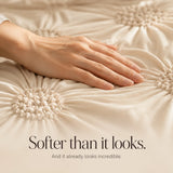 Lunavia – Ivory Tufted Rosette Comforter Cover Set with Shams