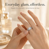 Lunavia – Princess Cut Cubic Zirconia Statement Ring with Triple Pavé Band