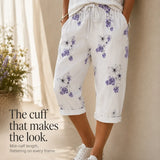 Solavia – Women's Cropped Drawstring Pants with Pockets, Printed Summer Style