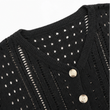 Lianora – Short Sleeve Open Knit Button Cardigan for Women