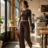 Velaire – Soft Crop Top and Wide Leg Pants Set