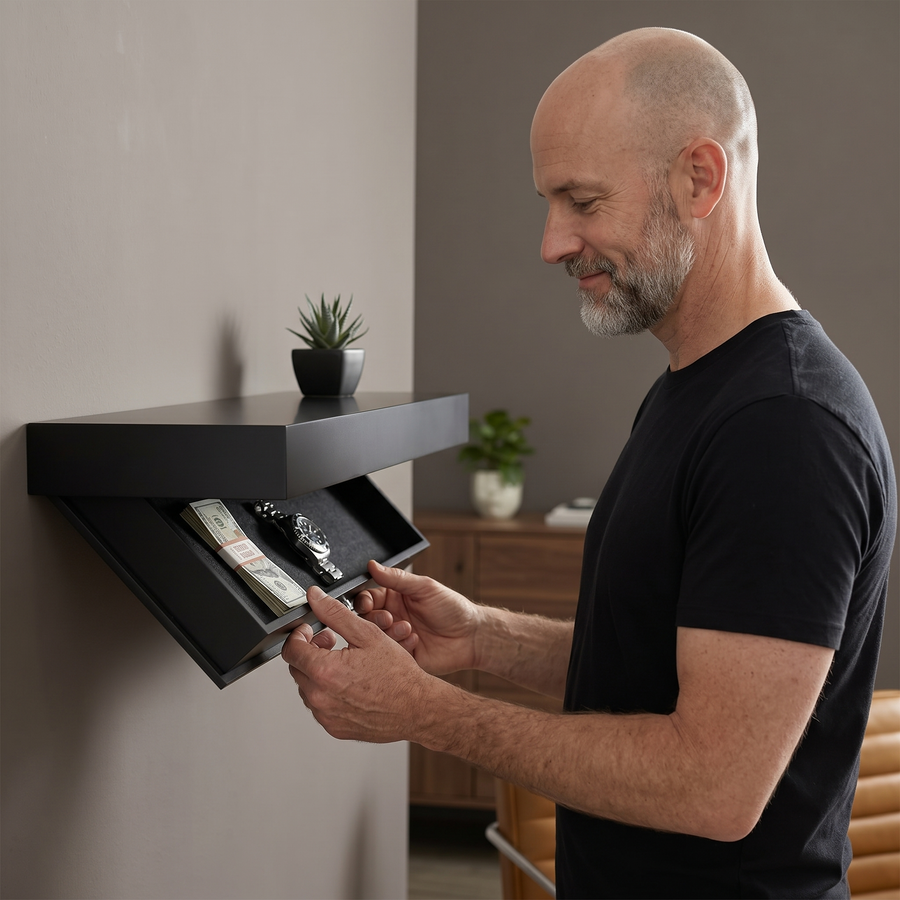 Vaultedge – Floating Wall Shelf with Hidden Compartment