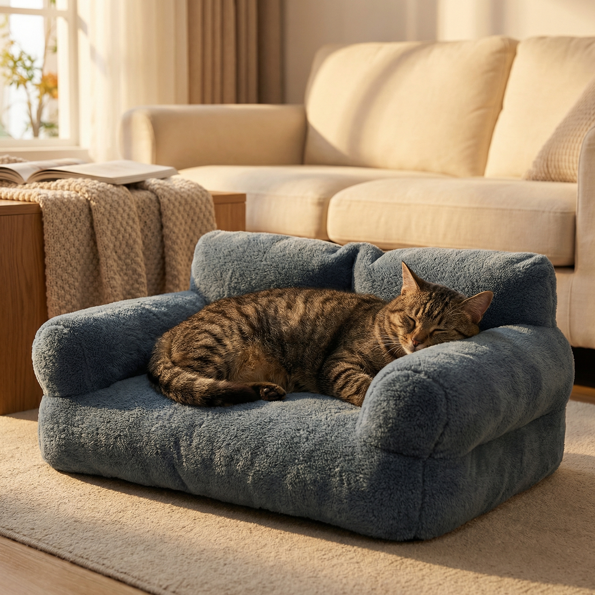 Pawluna – Plush Pet Sofa with Washable Cover