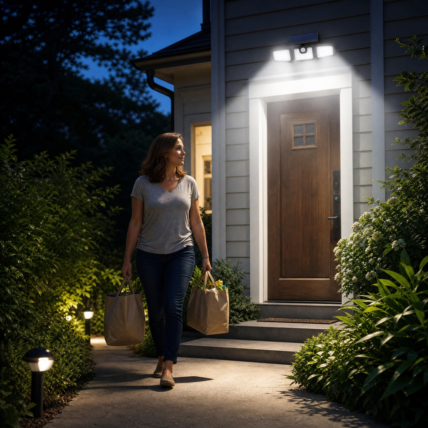 Northwall – 3-Head Solar Wall Light with Motion Sensor