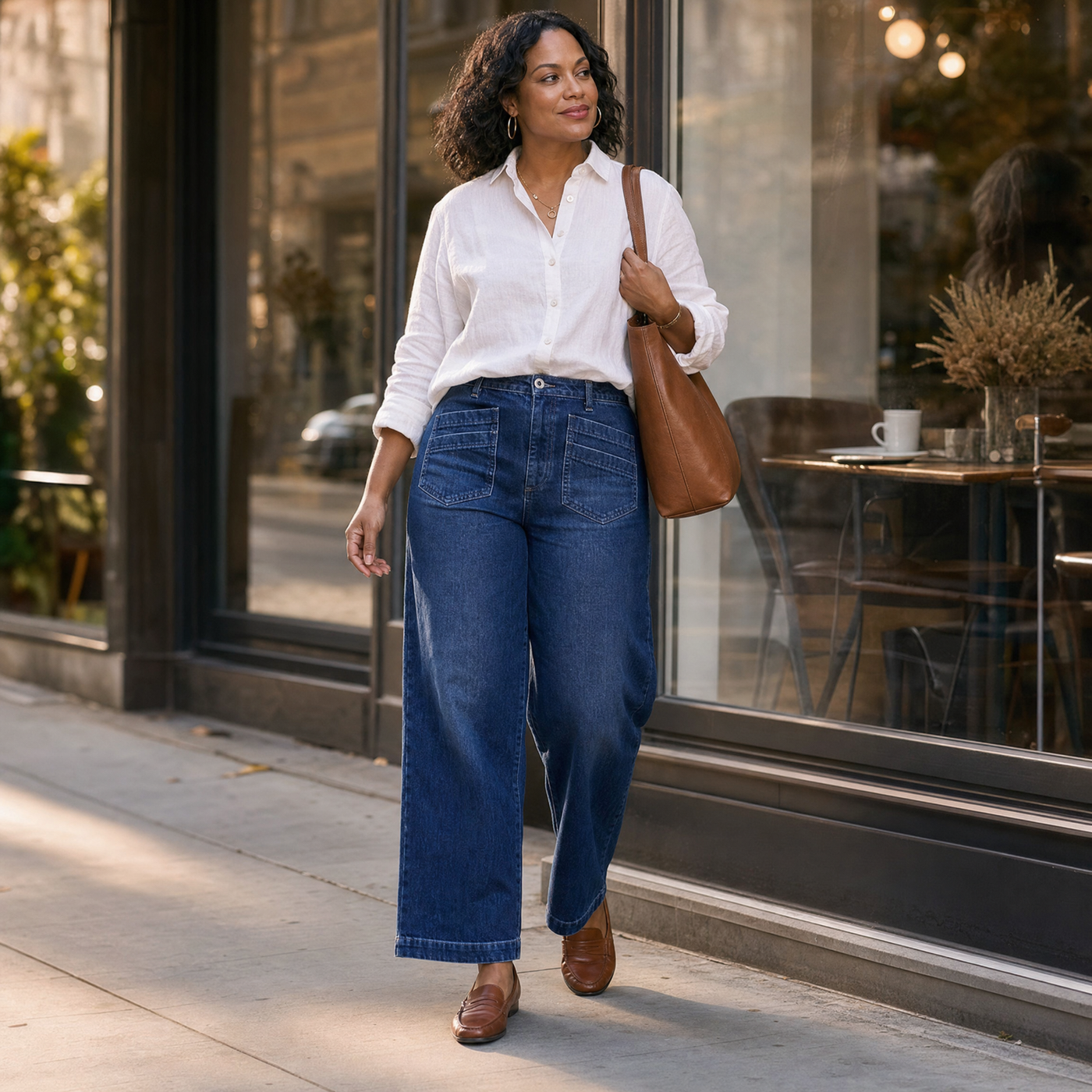 Vellora – Women's Patch-Pocket Wide-Leg Jeans