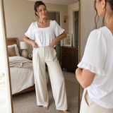 Florelle – Women's Square Neck Flutter Sleeve Blouse