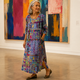 Tessara – Women's Painterly Patchwork Midi Dress