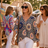 Wanderloom – V-Neck Blouse With A Drape That Skims, Not Clings