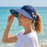 Solwen – Wide Brim Sun Visor with Ponytail Opening