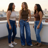 Widera – Retro Patch Pocket Wide Leg Jeans for Women