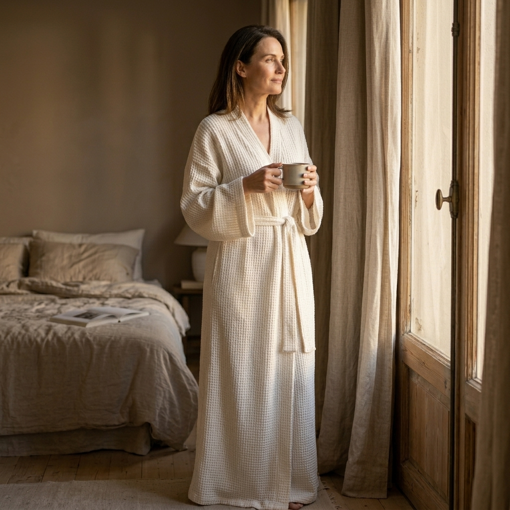 Velunna – Full-Length Semi-Velvet Wrap Robe for Women